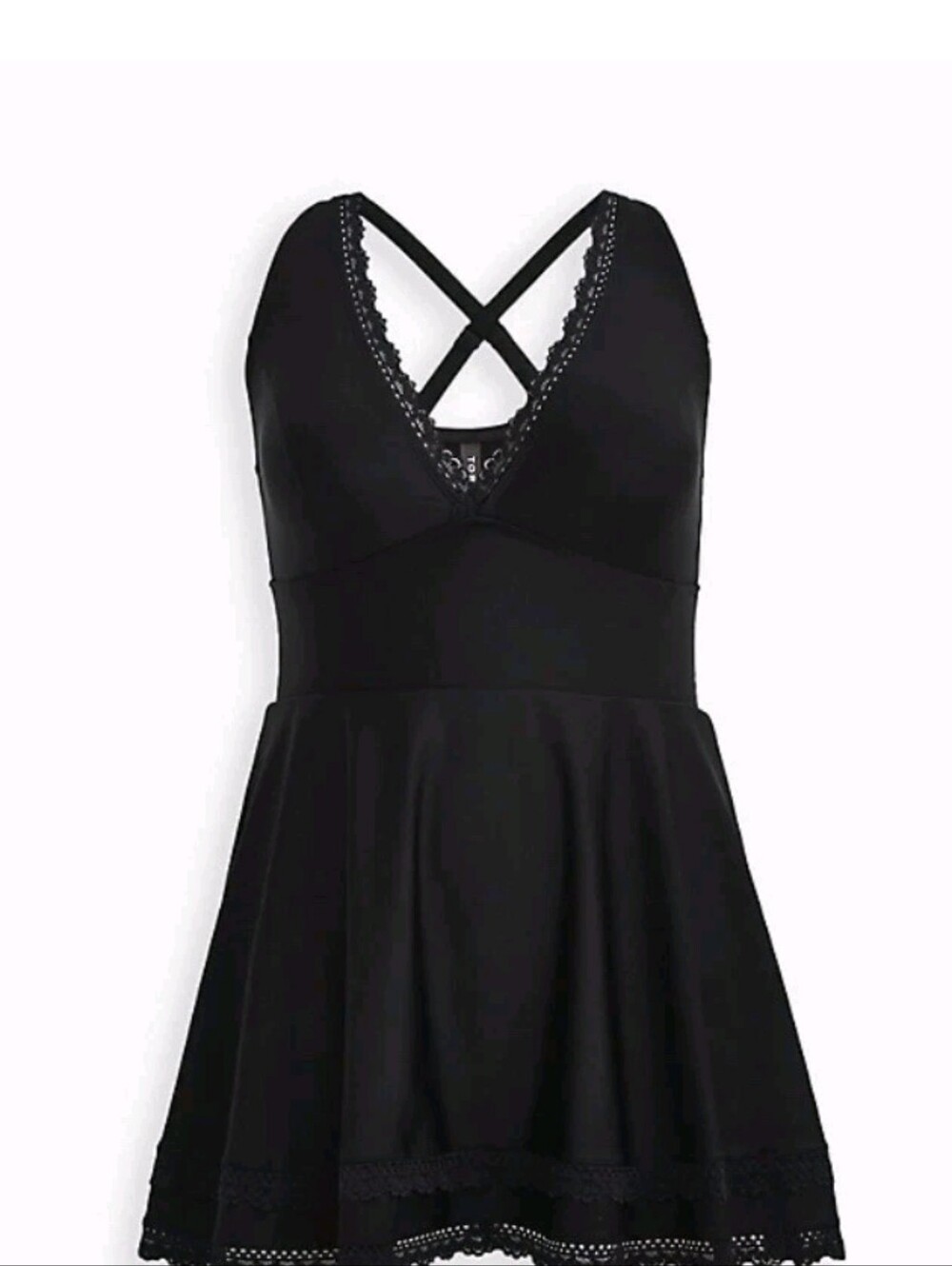 Torrid Black Lace Trim Swim Dress Sz 3 - Picture 3 of 11